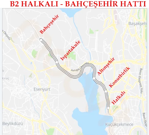 Halkalı Bahçeşehir güzergah