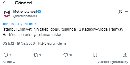 T3 Tramvayı kapalı